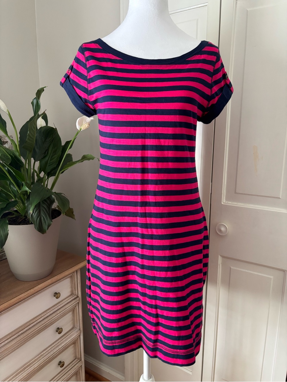 Banana Republic Factory Red and Navy Striped Mini Dress 🇺🇸